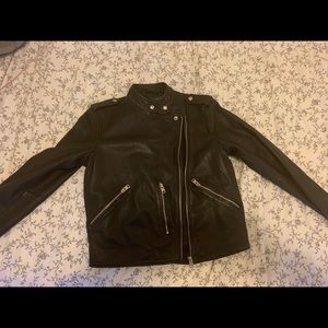 AllSaints black leather moto jacket size 8 small/medium New with Tag